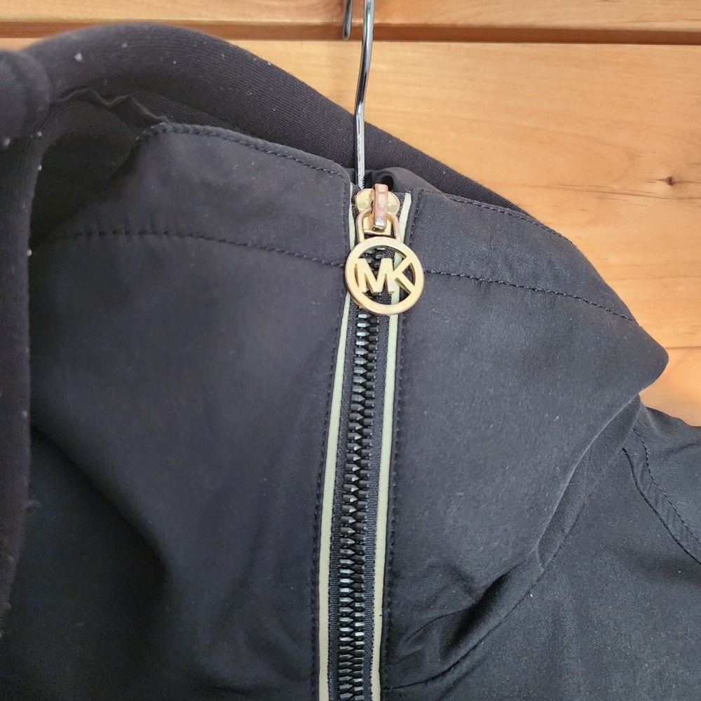 Michael Kors SMALL Black Hooded Soft Shell Luxury Jacket Utility Athleisure S - Picture 6 of 8